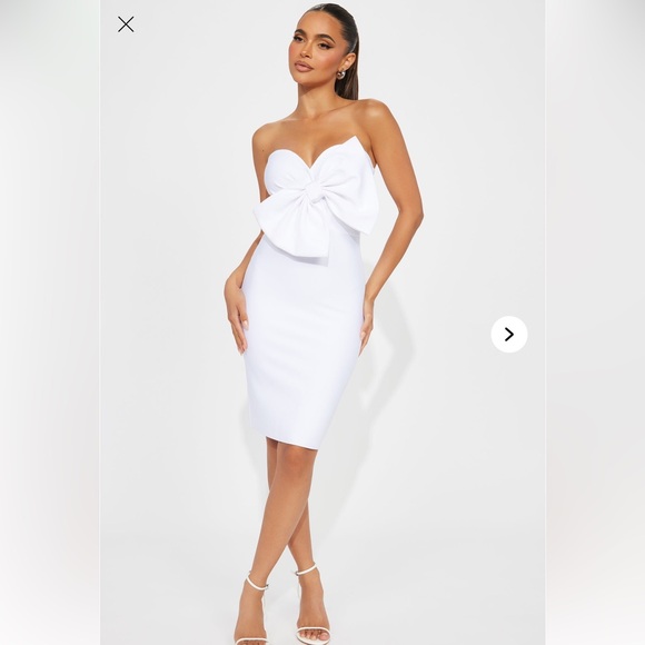 Fashion Nova Dresses & Skirts - Fashion Nova White bandage bow midi dress